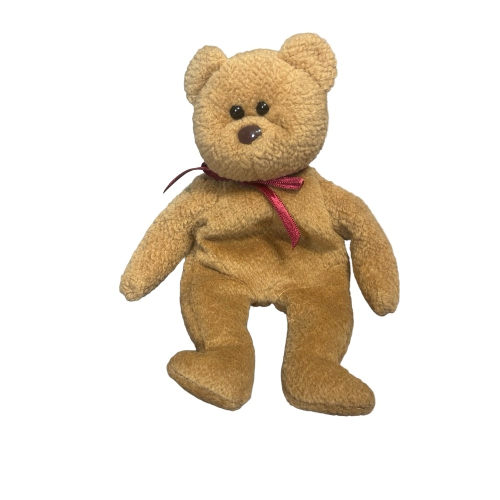 Ty Beanie Babies Curly the Bear Brown Plush 1996 Vintage Collectible No Hang Tag